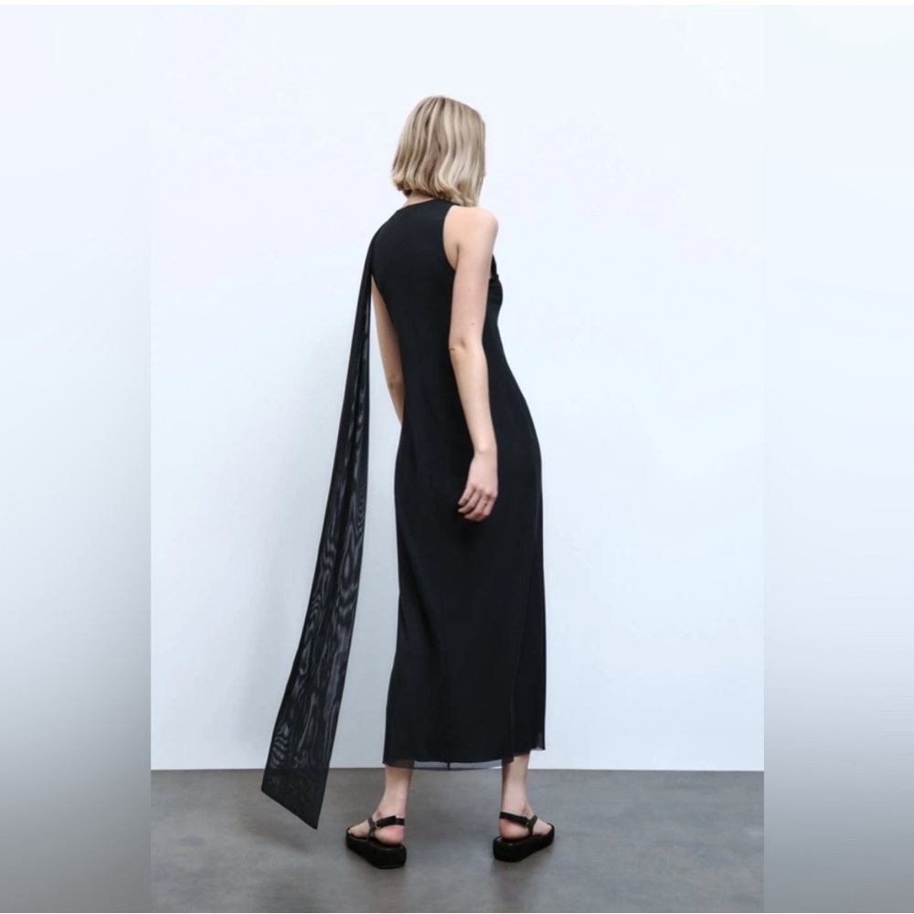 ZARA MIDI DRESS WITH ATTACHED SCARF size M